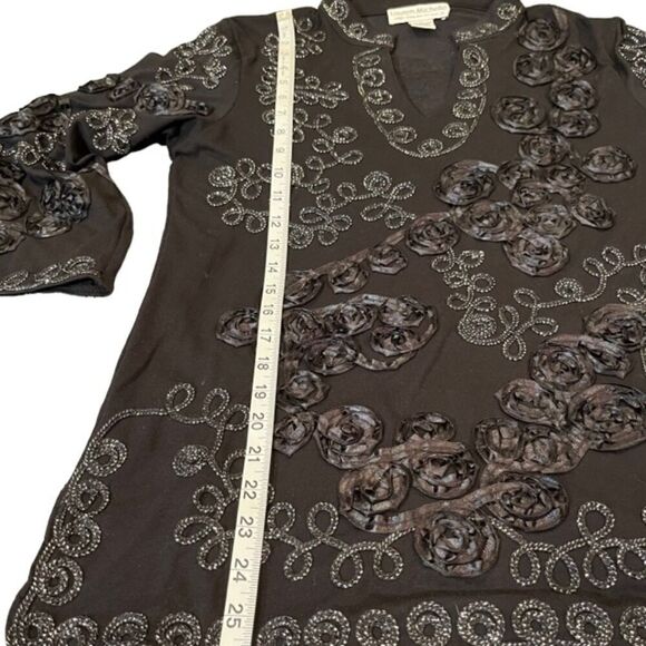 Lauren Michelle Tunic Black and Silver Embossed Size Medium - Picture 9 of 10